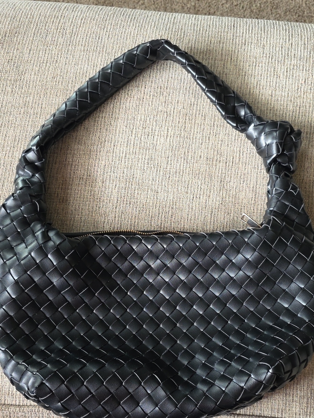 a new day Black Woven Shoulder Hobo Bag